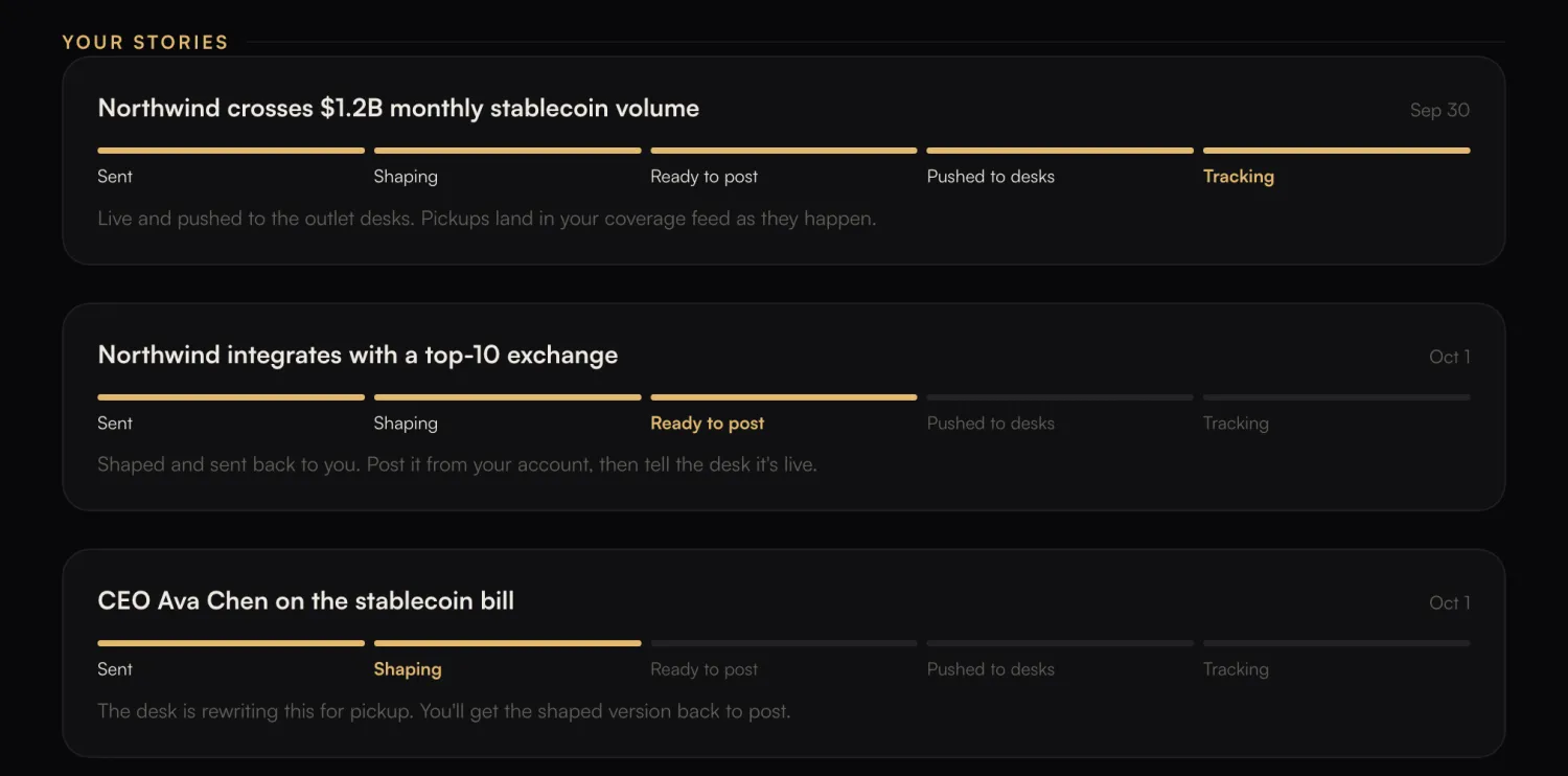 Story tracker, demo account